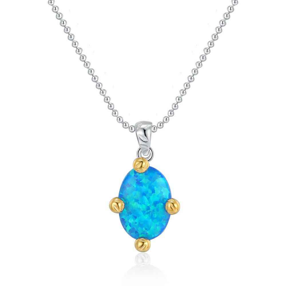 Blue Opal Necklace - October Birthstone Jewelry