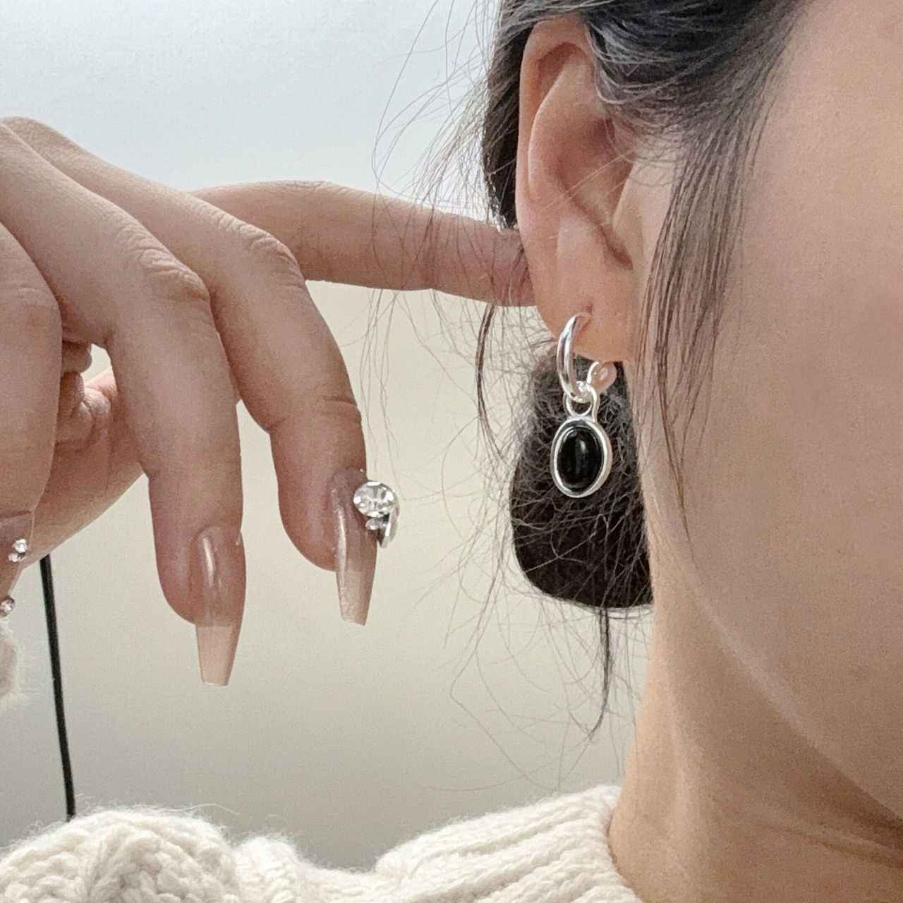 Obsidian Hoop Earrings