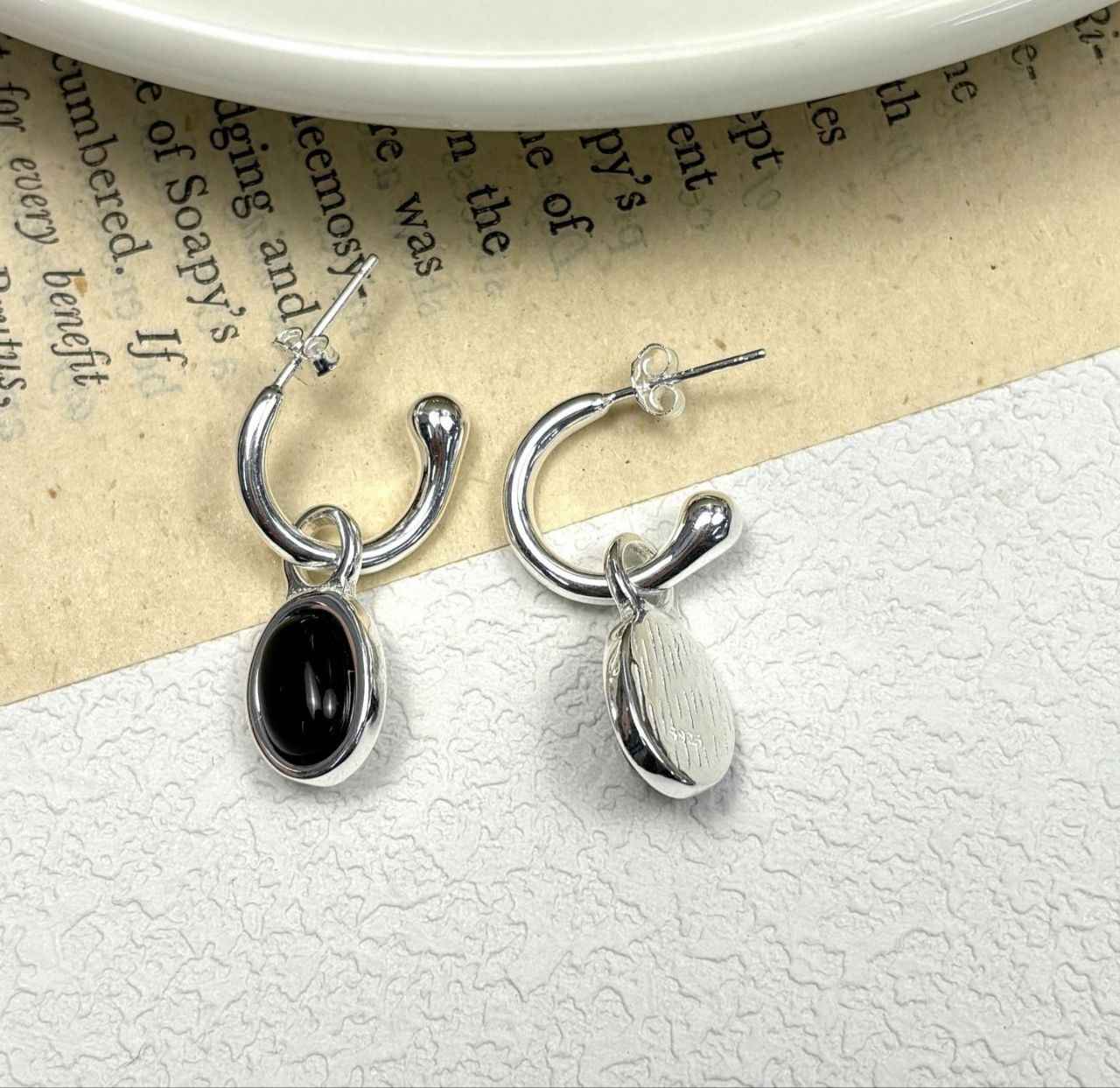 Obsidian Hoop Earrings