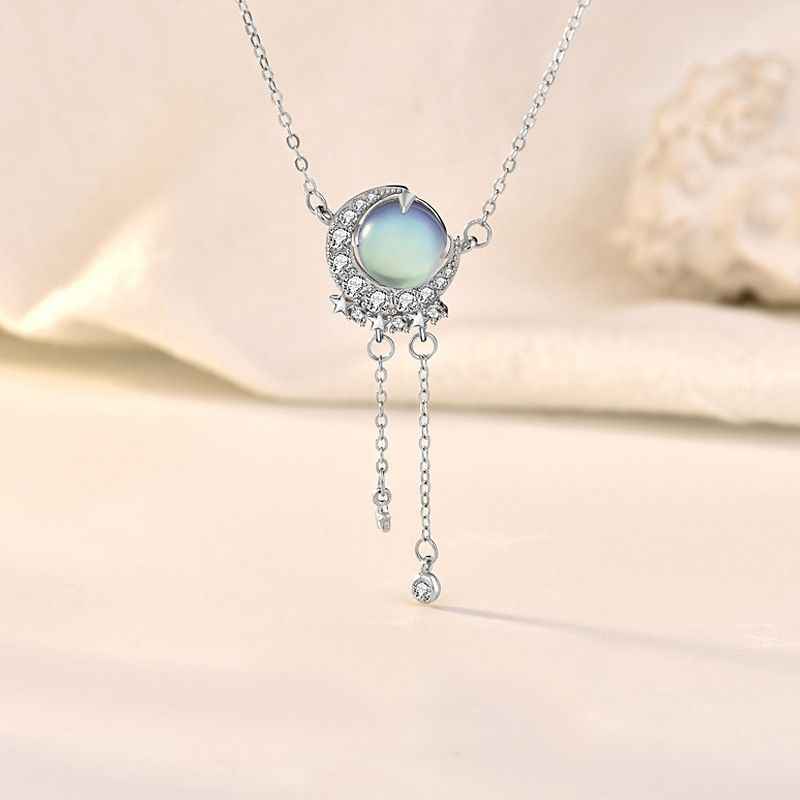 Moonstone Necklace - Moon and Star Necklace