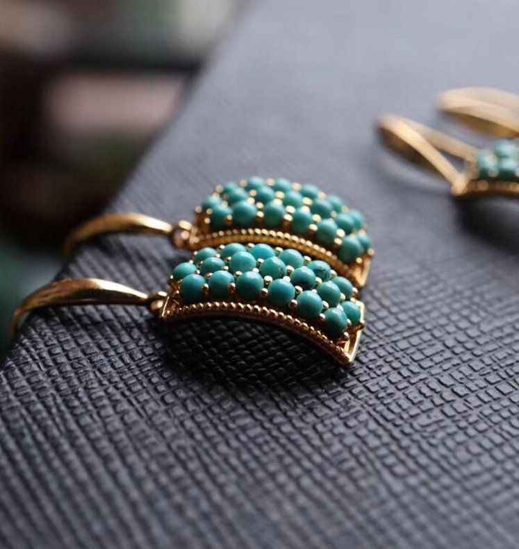 Turquoise and Gold Earrings