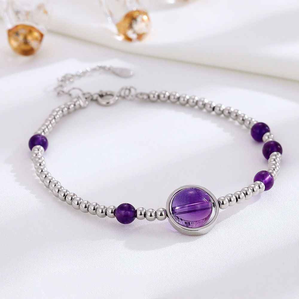 Amethyst Crystal Bracelet in 925 Sterling Silver