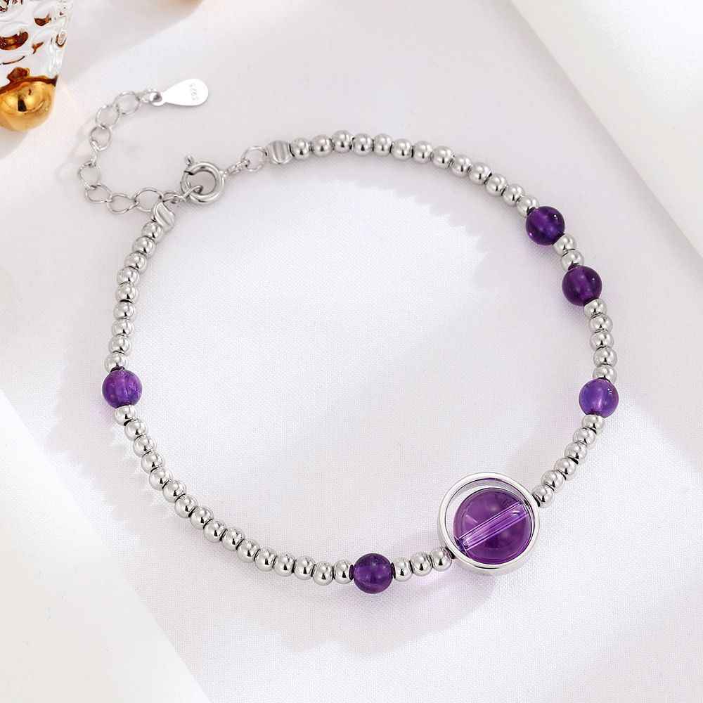 Amethyst Crystal Bracelet in 925 Sterling Silver