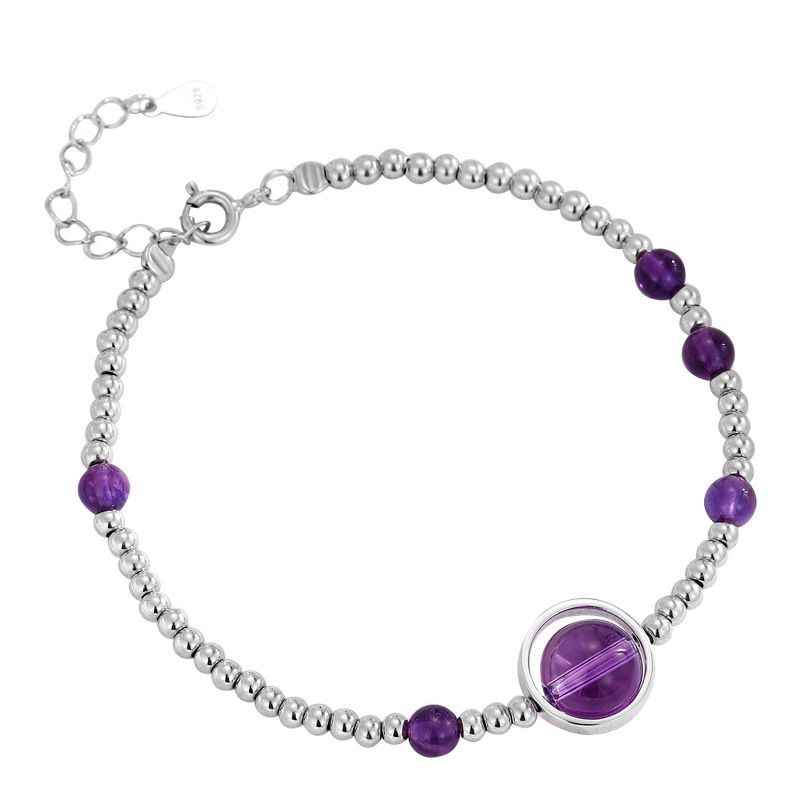 Amethyst Crystal Bracelet in 925 Sterling Silver