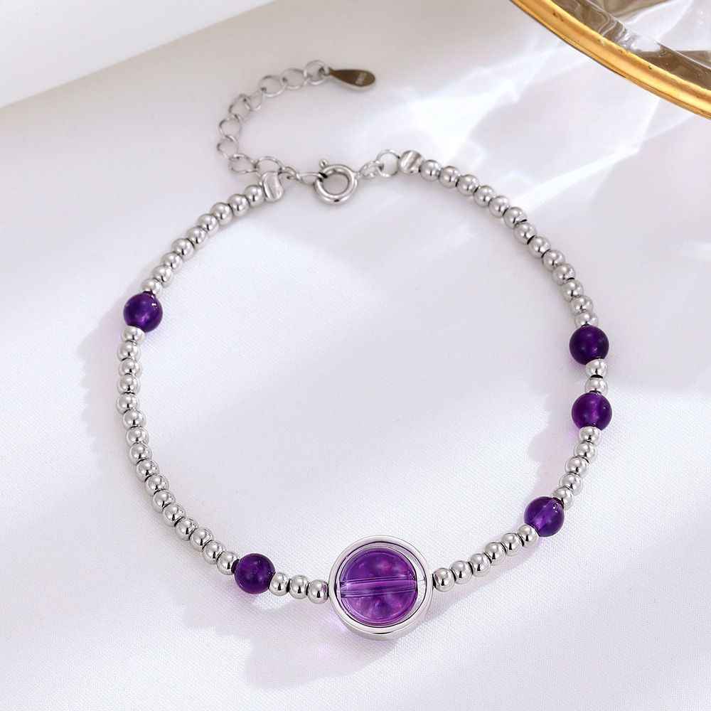 Amethyst Crystal Bracelet in 925 Sterling Silver