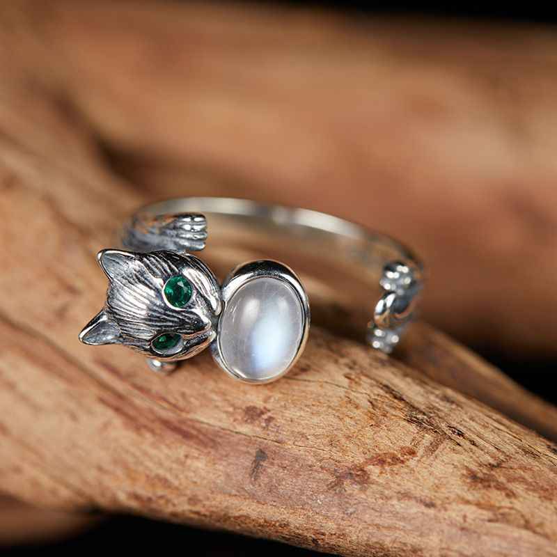 Real Moonstone Ring - Cat Rings