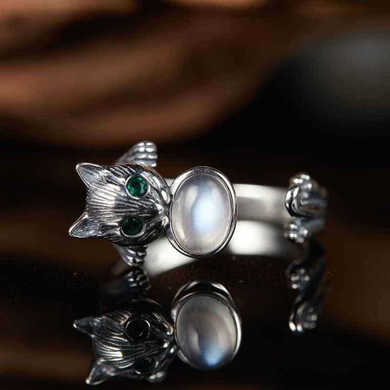 Real Moonstone Ring - Cat Rings