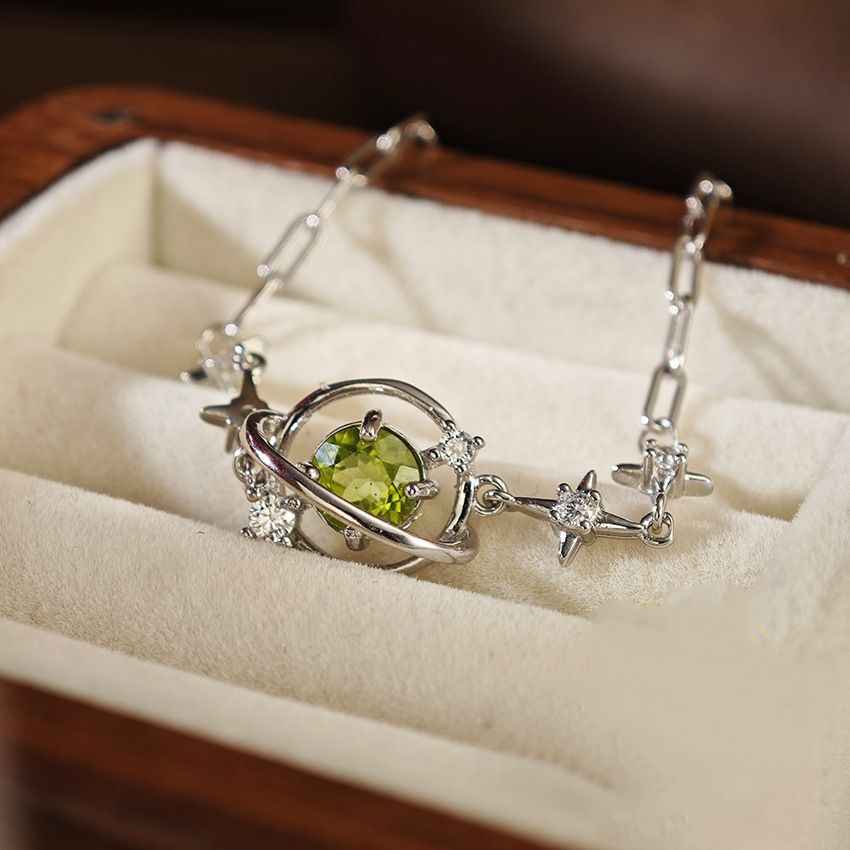 Peridot Bracelet - Moon & Stars Bracelet