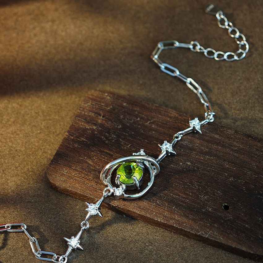 Peridot Bracelet - Moon & Stars Bracelet