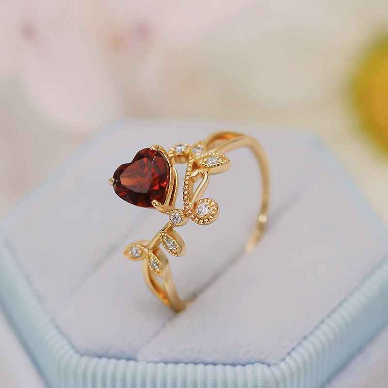 Garnet Heart Ring