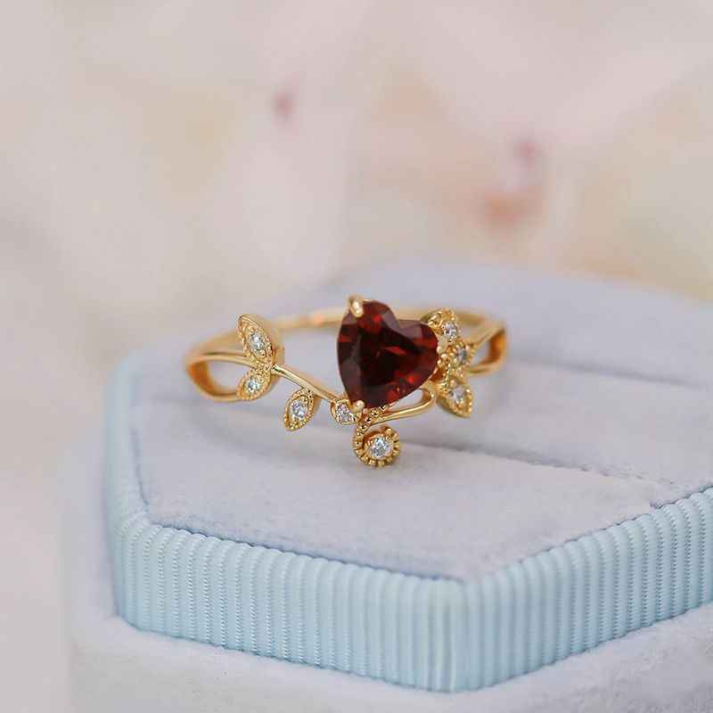 Garnet Heart Ring