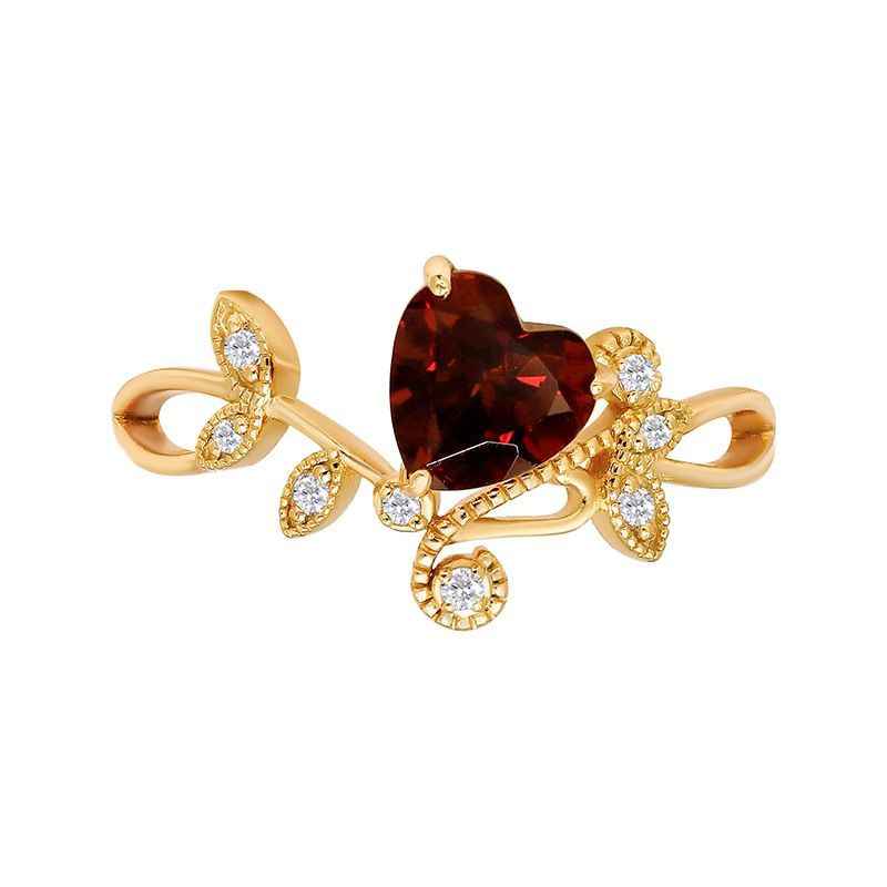 Garnet Heart Ring