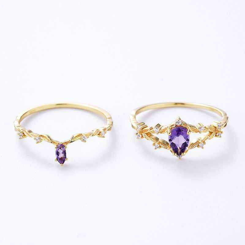 Amethyst Gold Rings - Purple Jewelry