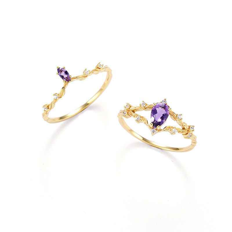 Amethyst Gold Rings - Purple Jewelry