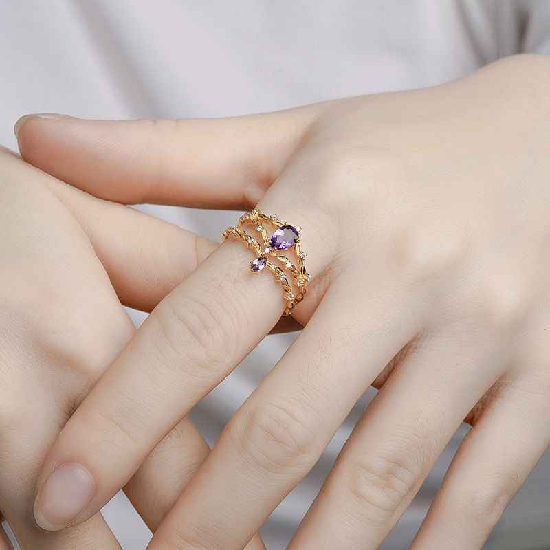 Amethyst Gold Rings - Purple Jewelry