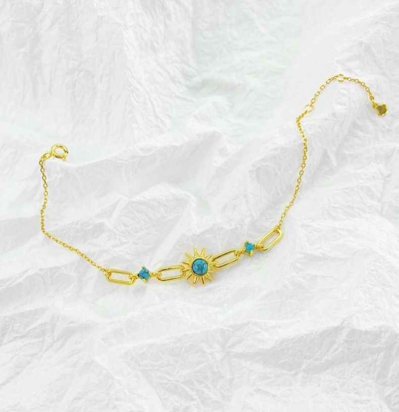 Silver Turquoise Bracelet - Sunflower Bracelet