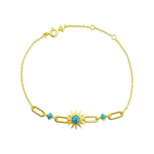 Silver Turquoise Bracelet - Sunflower Bracelet