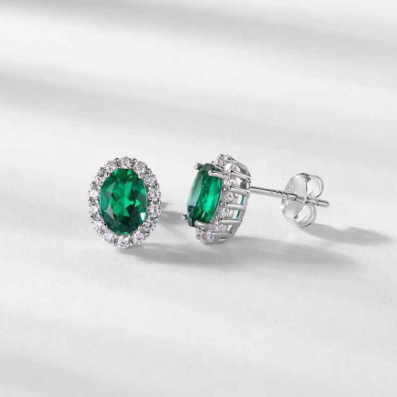 Emerald Earrings Studs - Green Jewelry