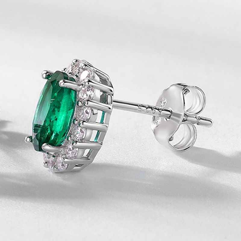 Emerald Earrings Studs - Green Jewelry