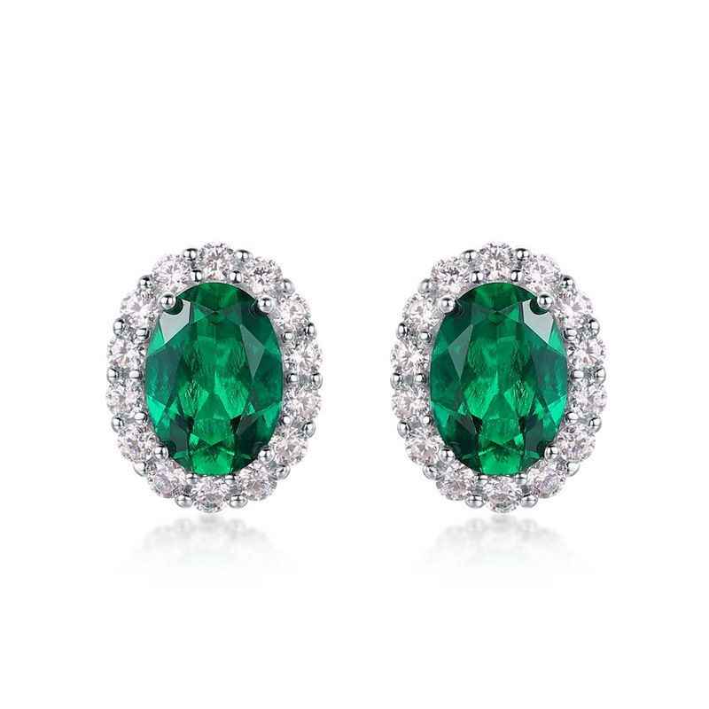 Emerald Earrings Studs - Green Jewelry