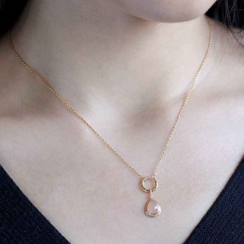 Pink Moonstone Necklace - Teardrop Necklace