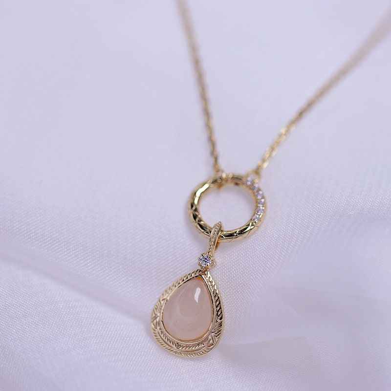 Pink Moonstone Necklace - Teardrop Necklace