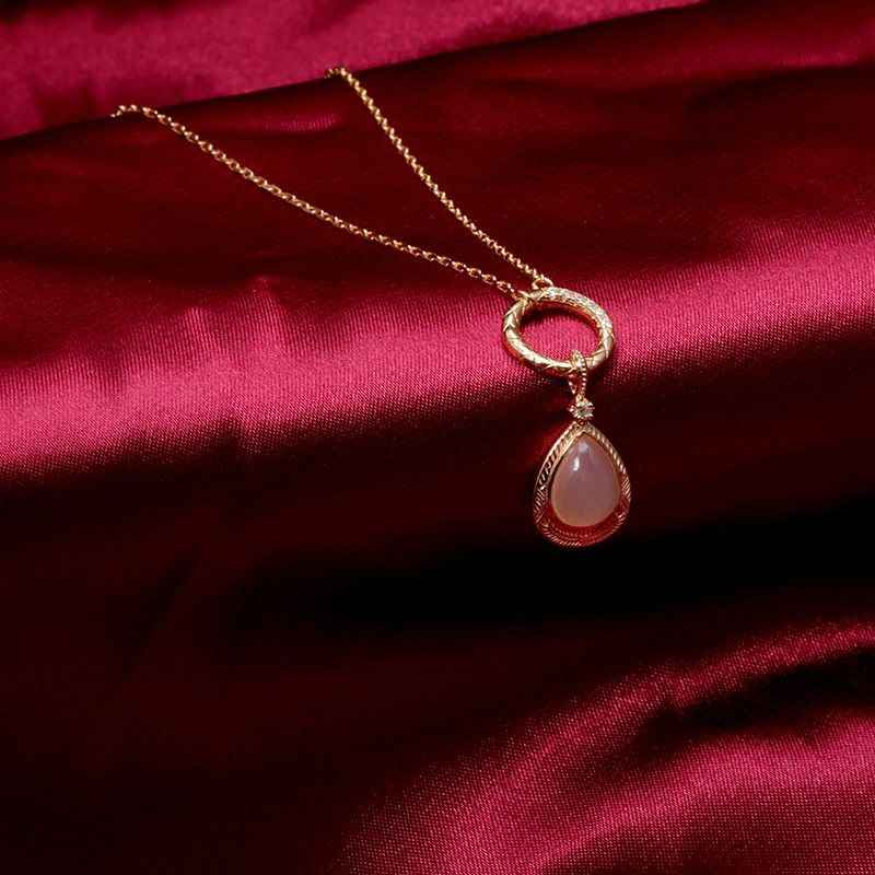 Pink Moonstone Necklace - Teardrop Necklace