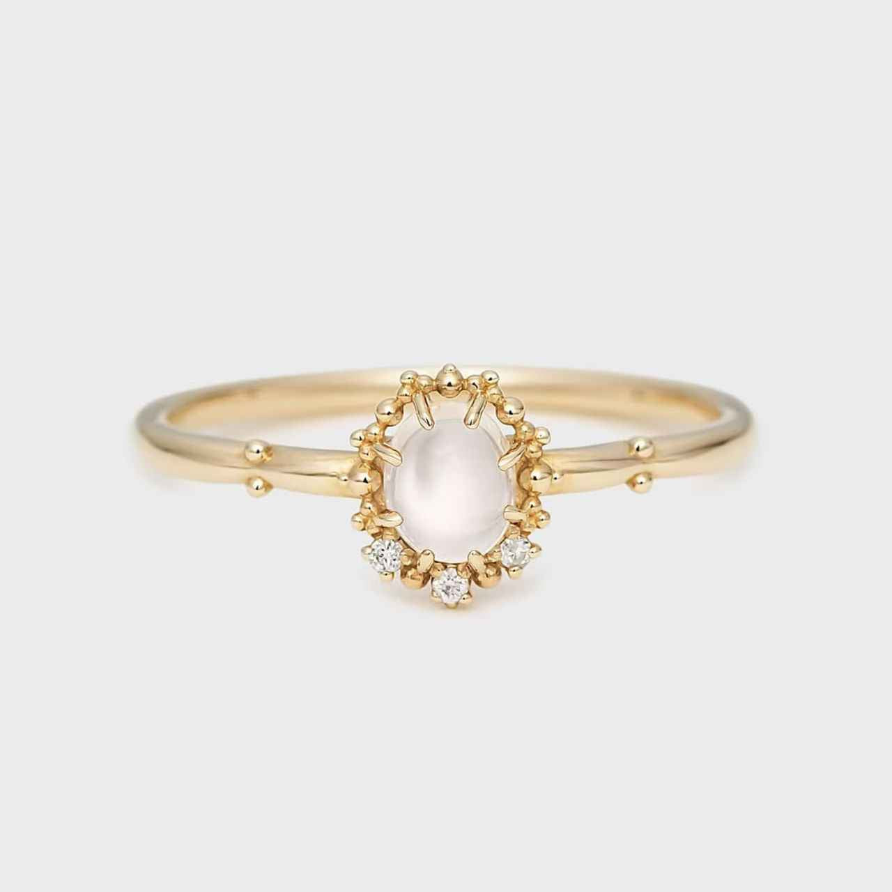 Moonstone Ring - Gold Oval Ring