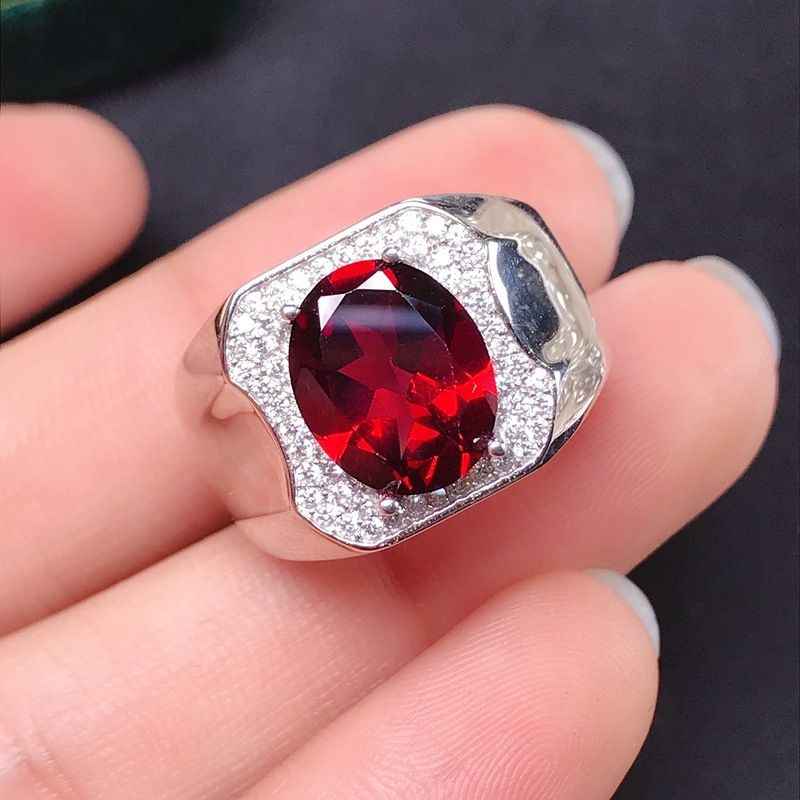 Garnet Mens Ring - Mens Rings