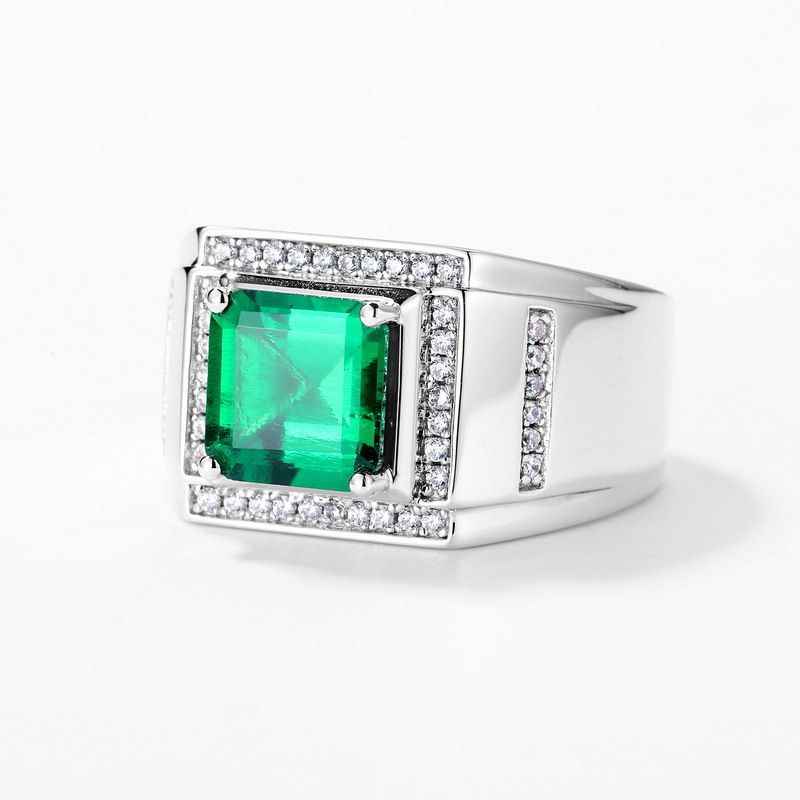 Emerald Ring for Men - Silver Emerald Ring