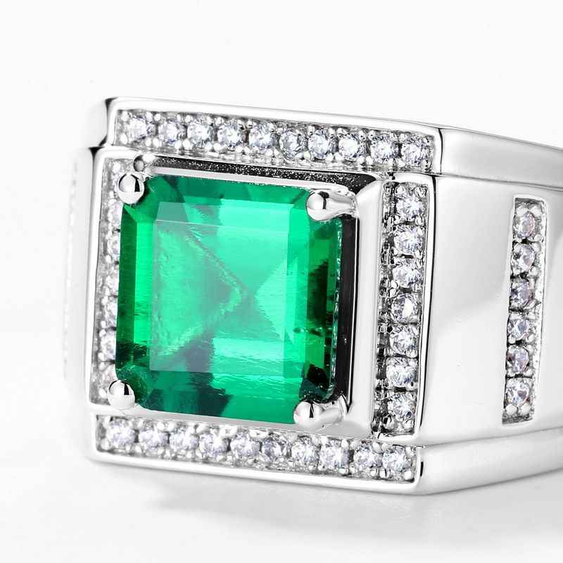 Emerald Ring for Men - Silver Emerald Ring