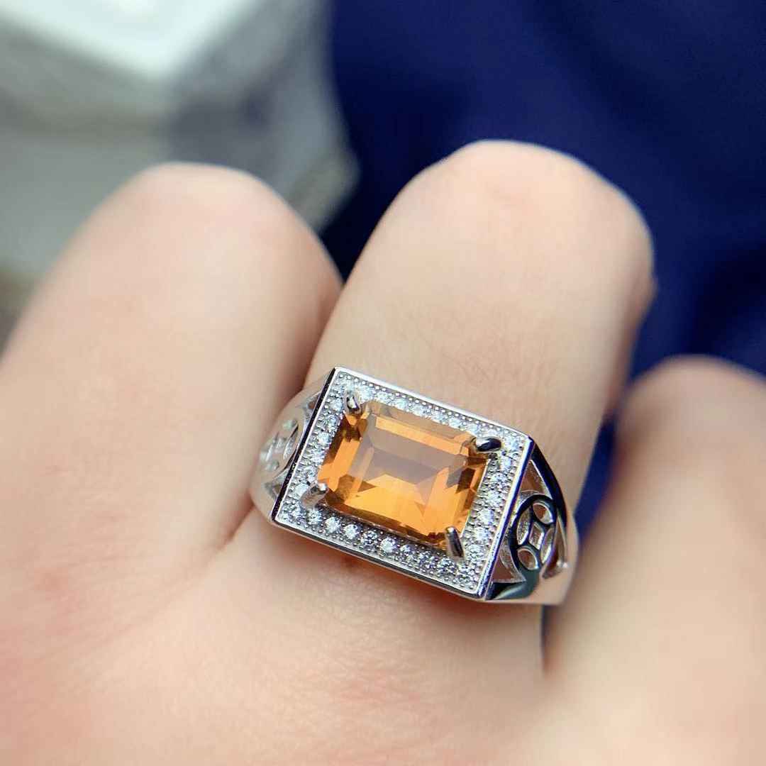 Mens Gemstone Ring - Citrine Engagement Ring