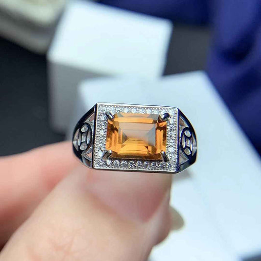 Mens Gemstone Ring - Citrine Engagement Ring