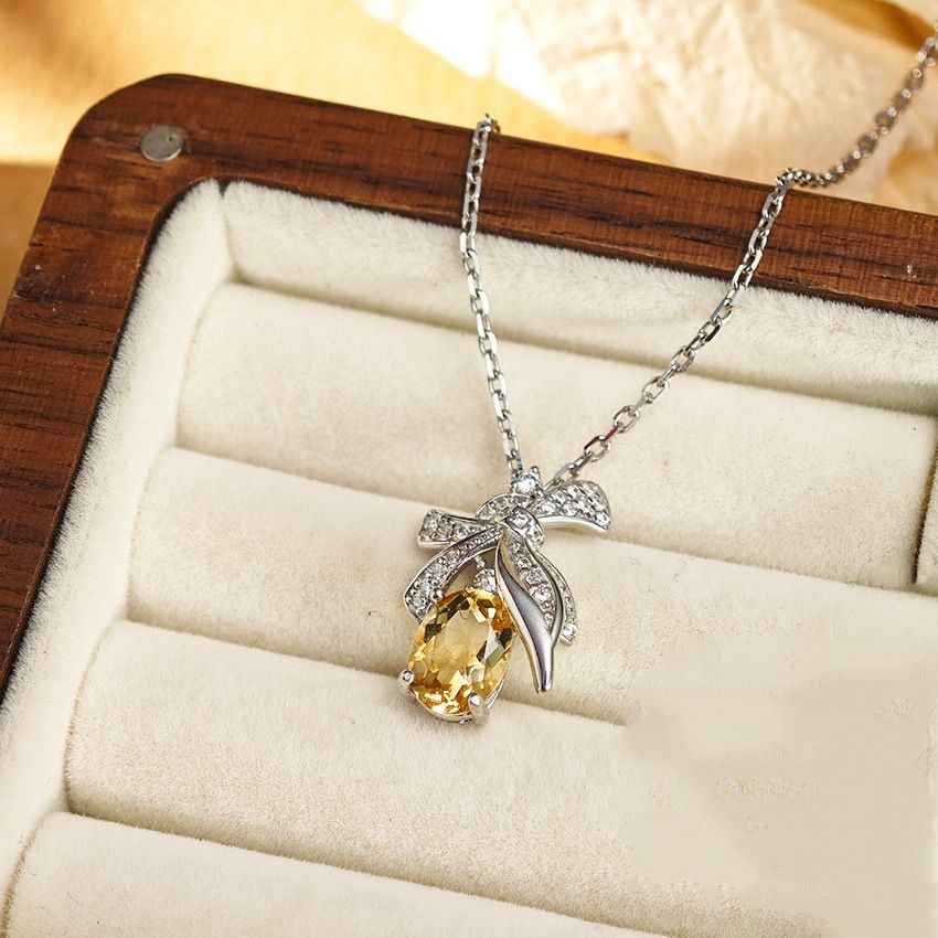 Citrine Pendant Necklace - Tulip Necklace