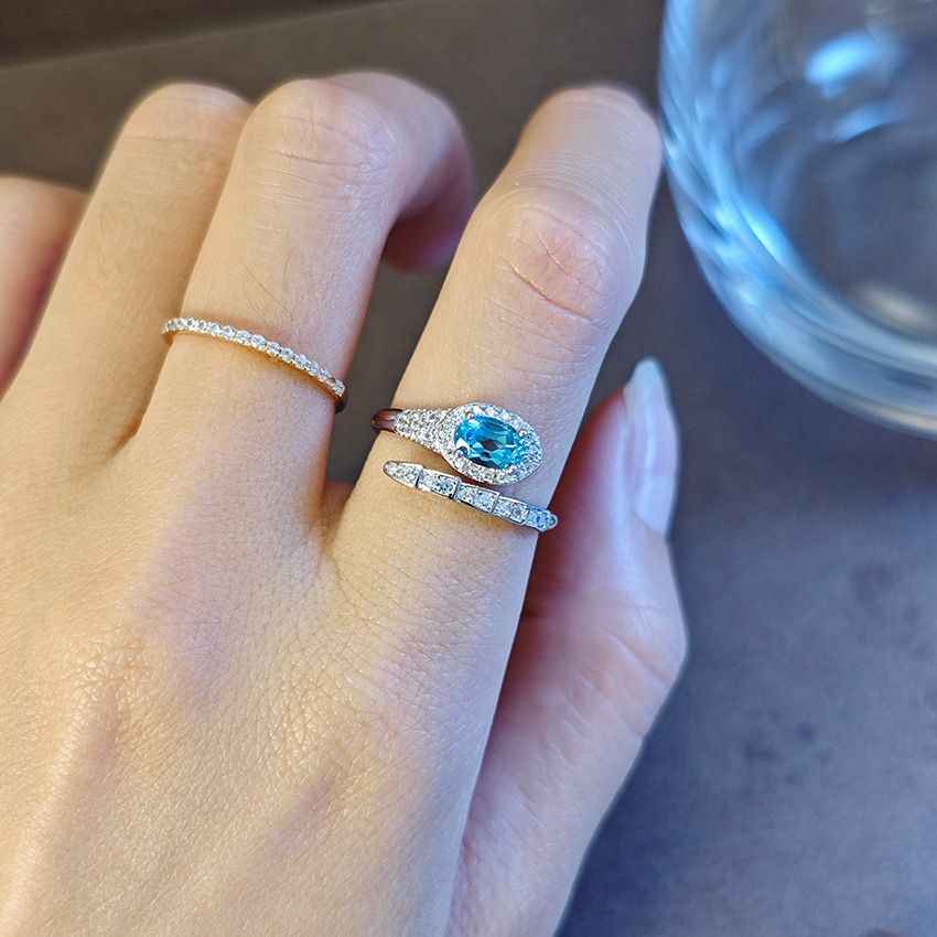 Aquamarine Ring - Snake Ring