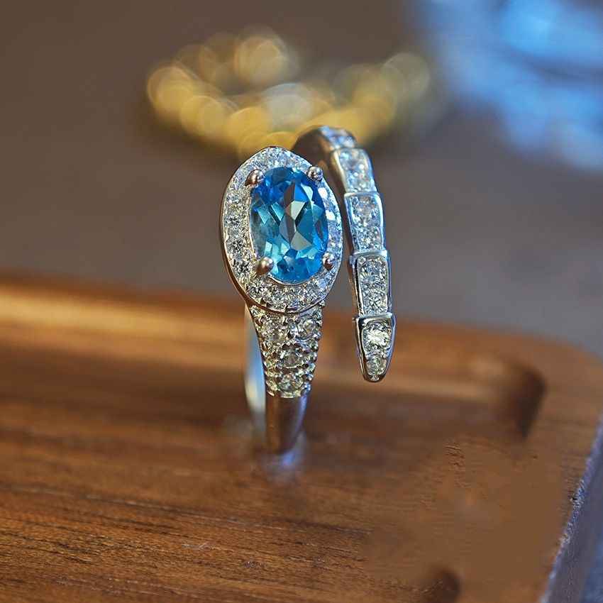 Aquamarine Ring - Snake Ring