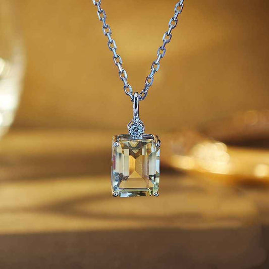 Rectangle Citrine Necklace - November Birthstone Jewelry