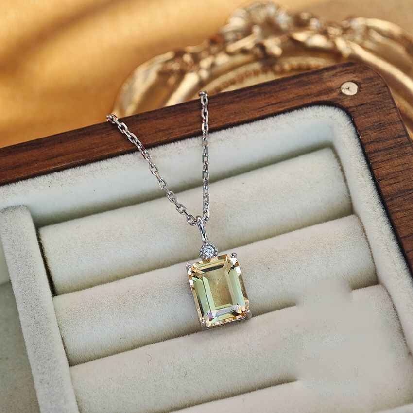 Rectangle Citrine Necklace - November Birthstone Jewelry