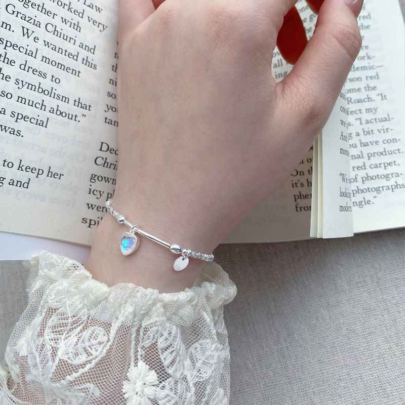 Heart Moonstone Bracelet - June Birthstone Bracelet