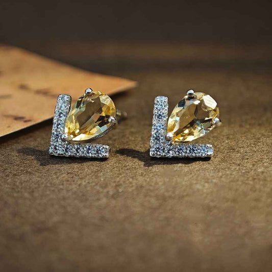 Citrine Stud Earrings - Yellow Jewelry