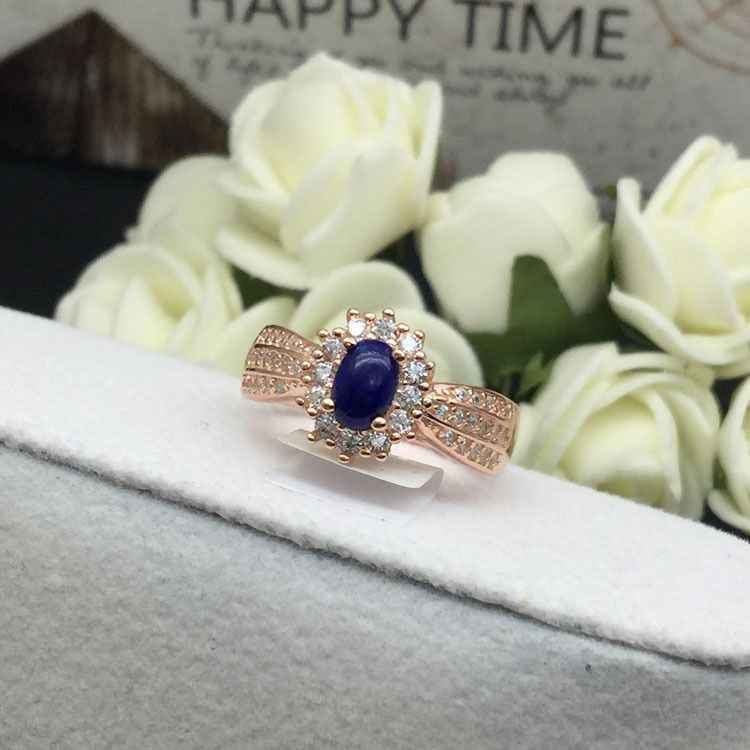 Natural Lapis Lazuli Engagement Ring