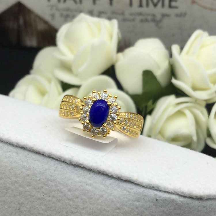 Natural Lapis Lazuli Engagement Ring