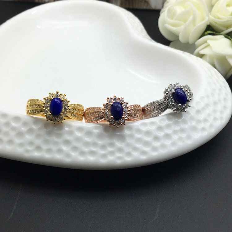 Natural Lapis Lazuli Engagement Ring