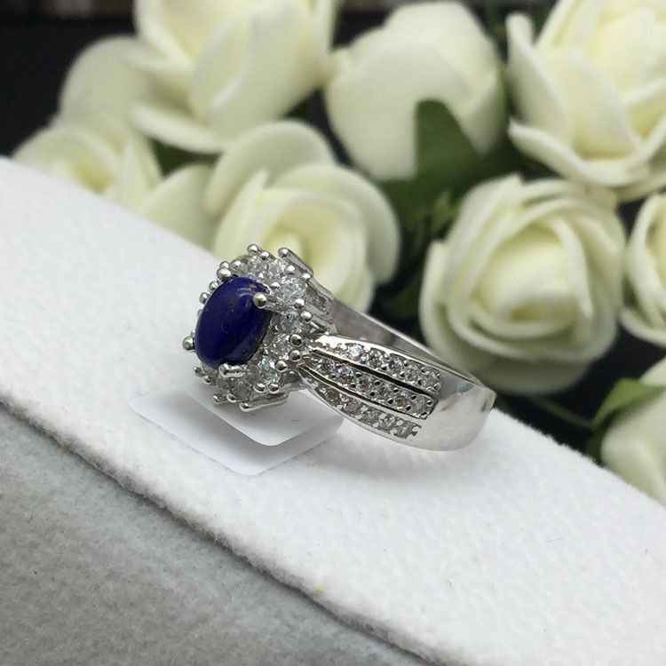 Natural Lapis Lazuli Engagement Ring