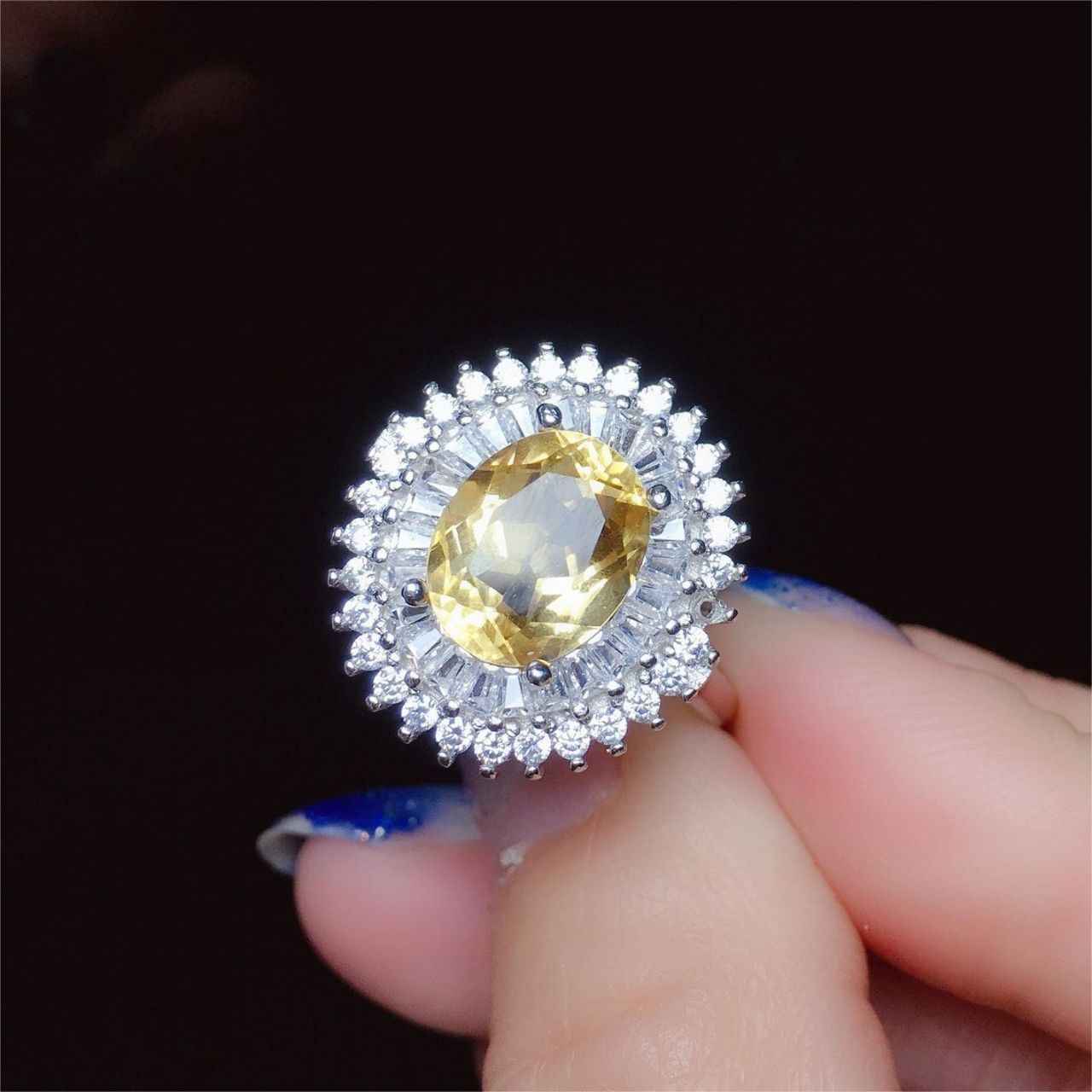 Citrine Engagement Ring in 925 Sterling Silver - Fortune Ring