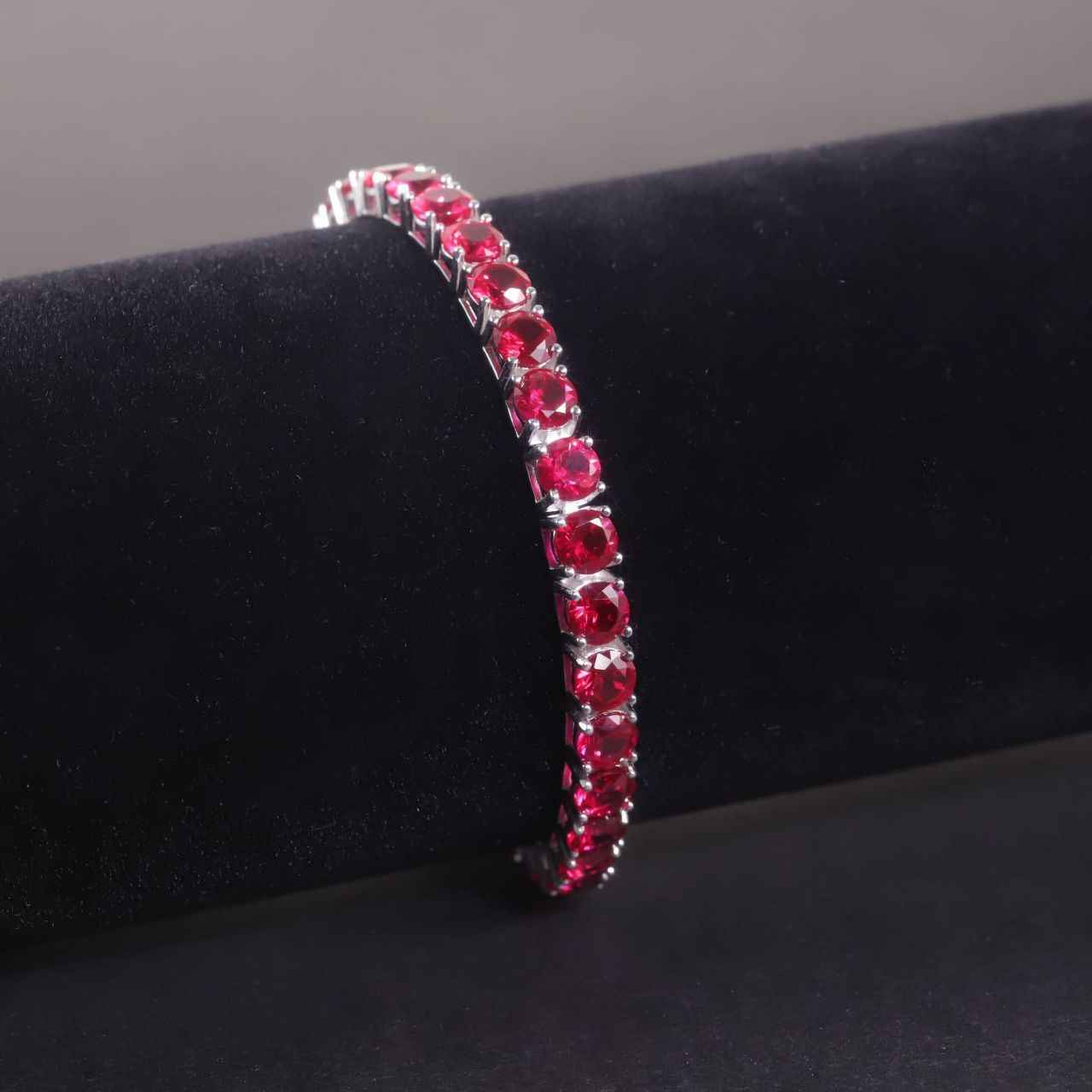 Ruby Tennis Bracelet in 925 Sterling Silver - Bracelet for Good Fortune