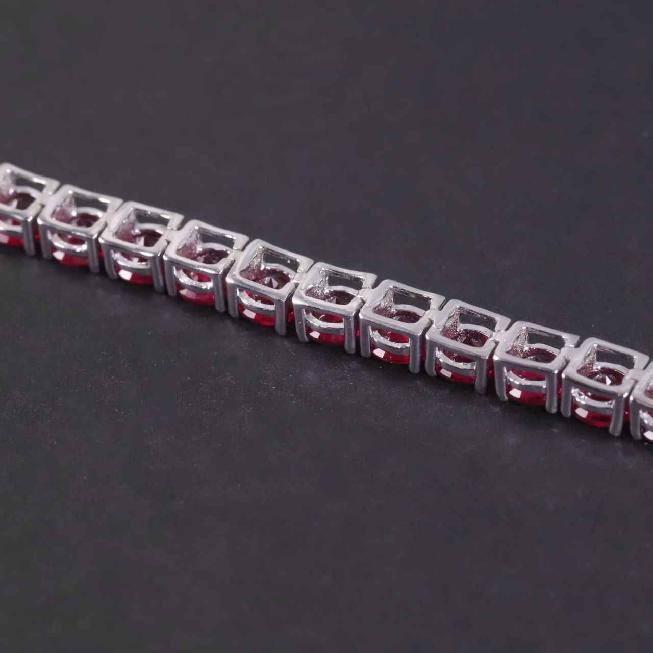 Ruby Tennis Bracelet in 925 Sterling Silver - Bracelet for Good Fortune