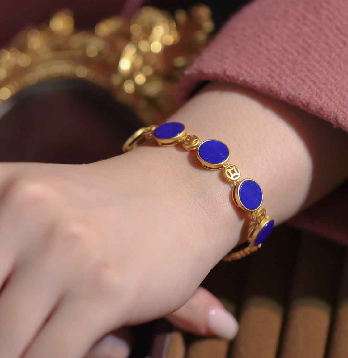 Gold Lapis Lazuli Bracelet - Energy Bracelet