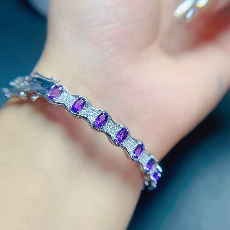 Amethyst Crystal Bracelet in 925 Sterling Silver