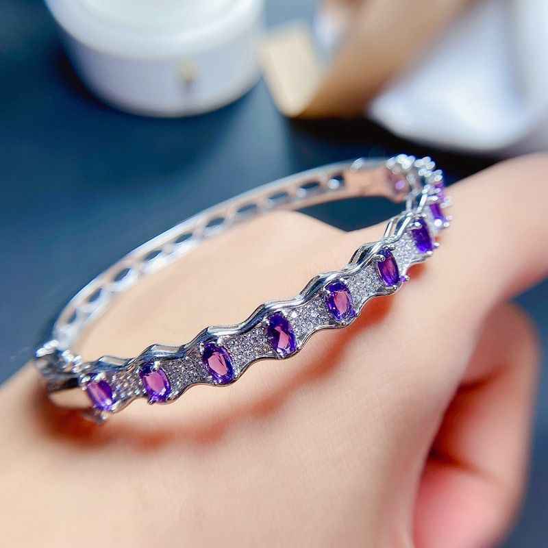 Amethyst Crystal Bracelet in 925 Sterling Silver